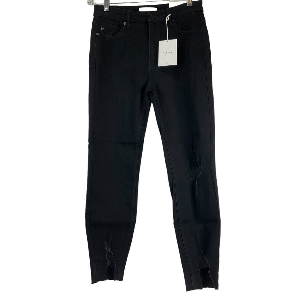 KanCan Jeans Womens 11x29 Black High Rise Ankle Skinny Raw Hem Stretch $64 Nwt